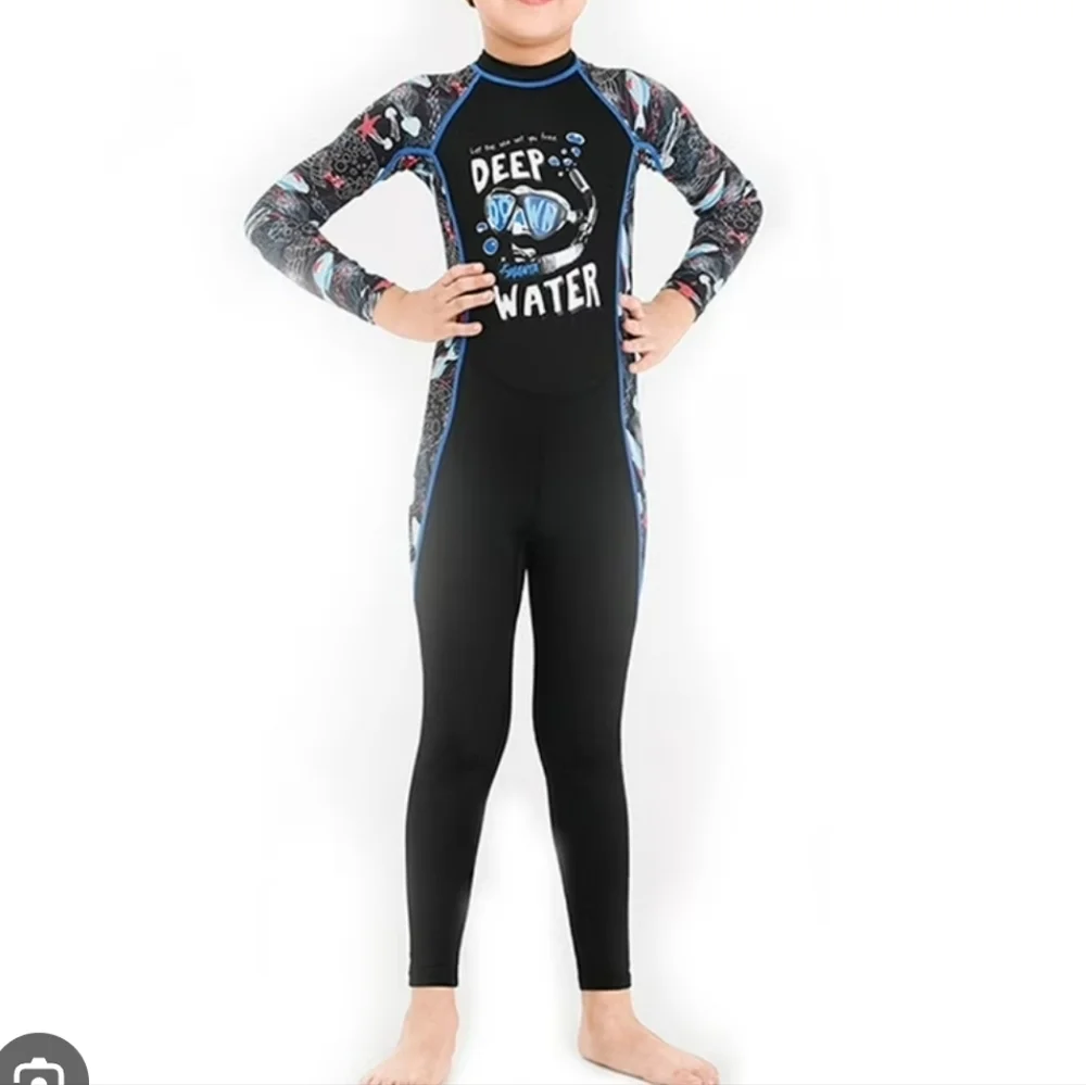 Kids Deep Water Swim Suit - Black and Blue